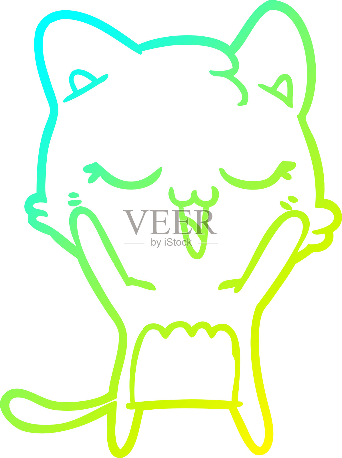 冷梯度线画一个快乐的卡通猫设计元素图片