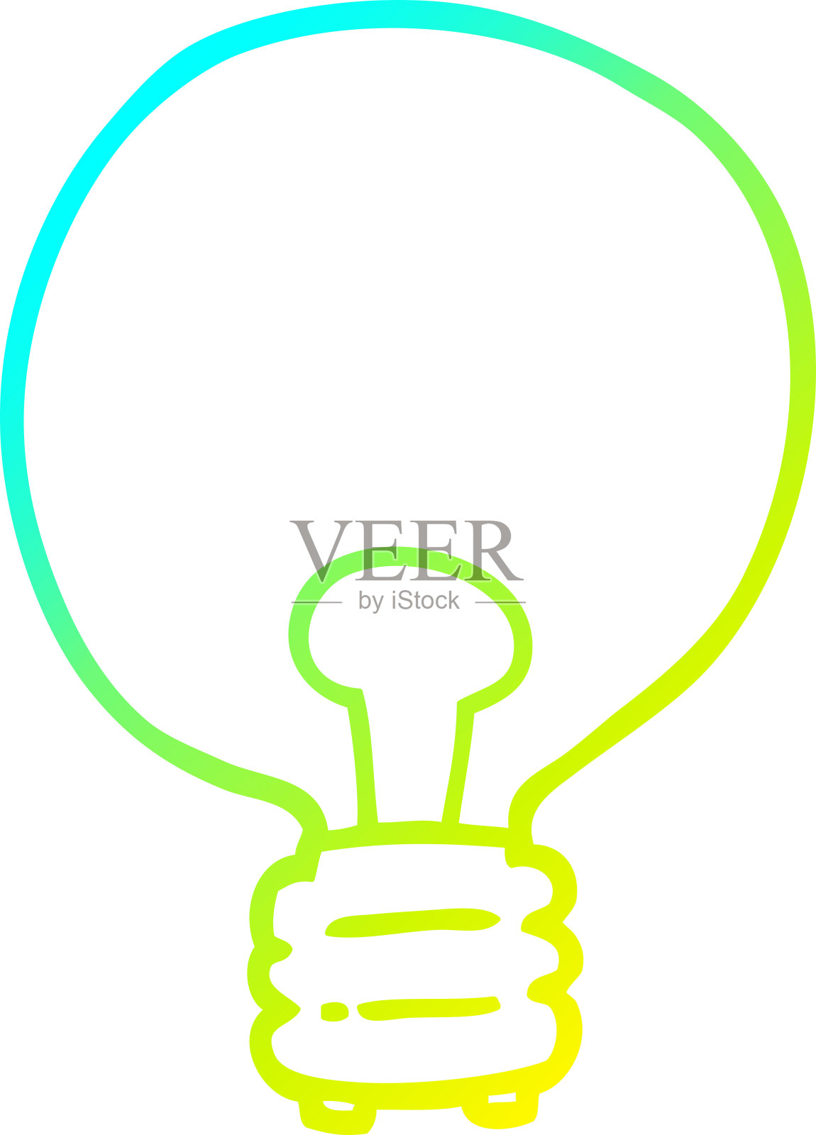 冷梯度线绘制的卡通灯泡插画图片素材