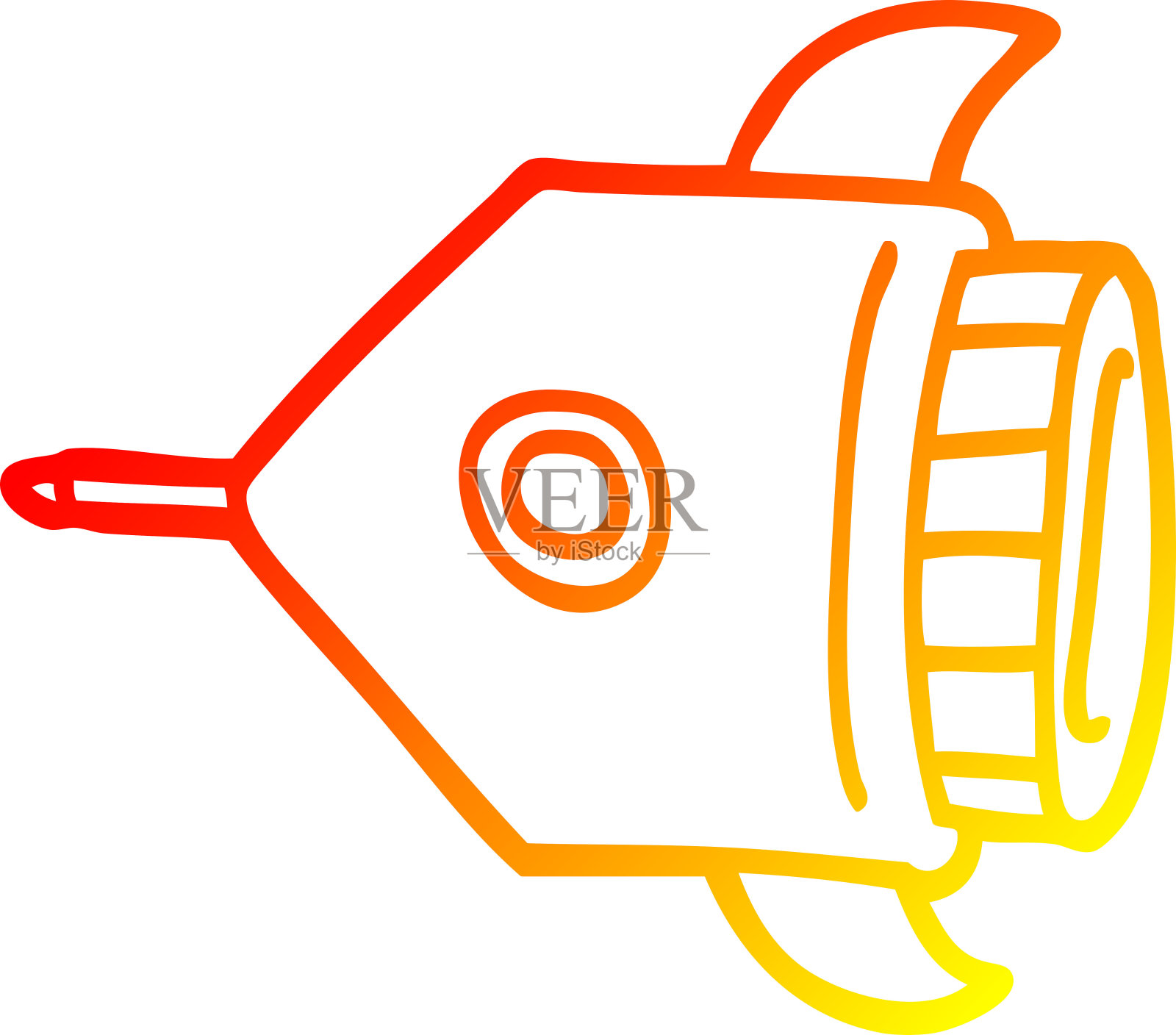 温暖的梯度线绘制的卡通火箭插画图片素材