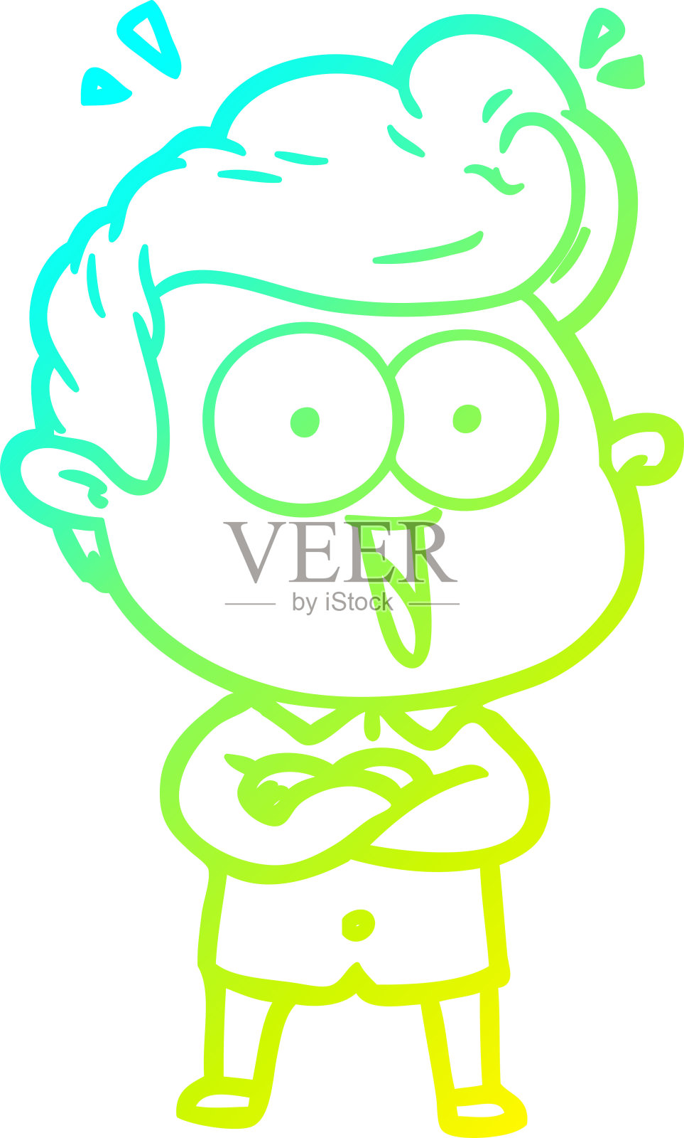 冷梯度线画一个卡通激动的人设计元素图片