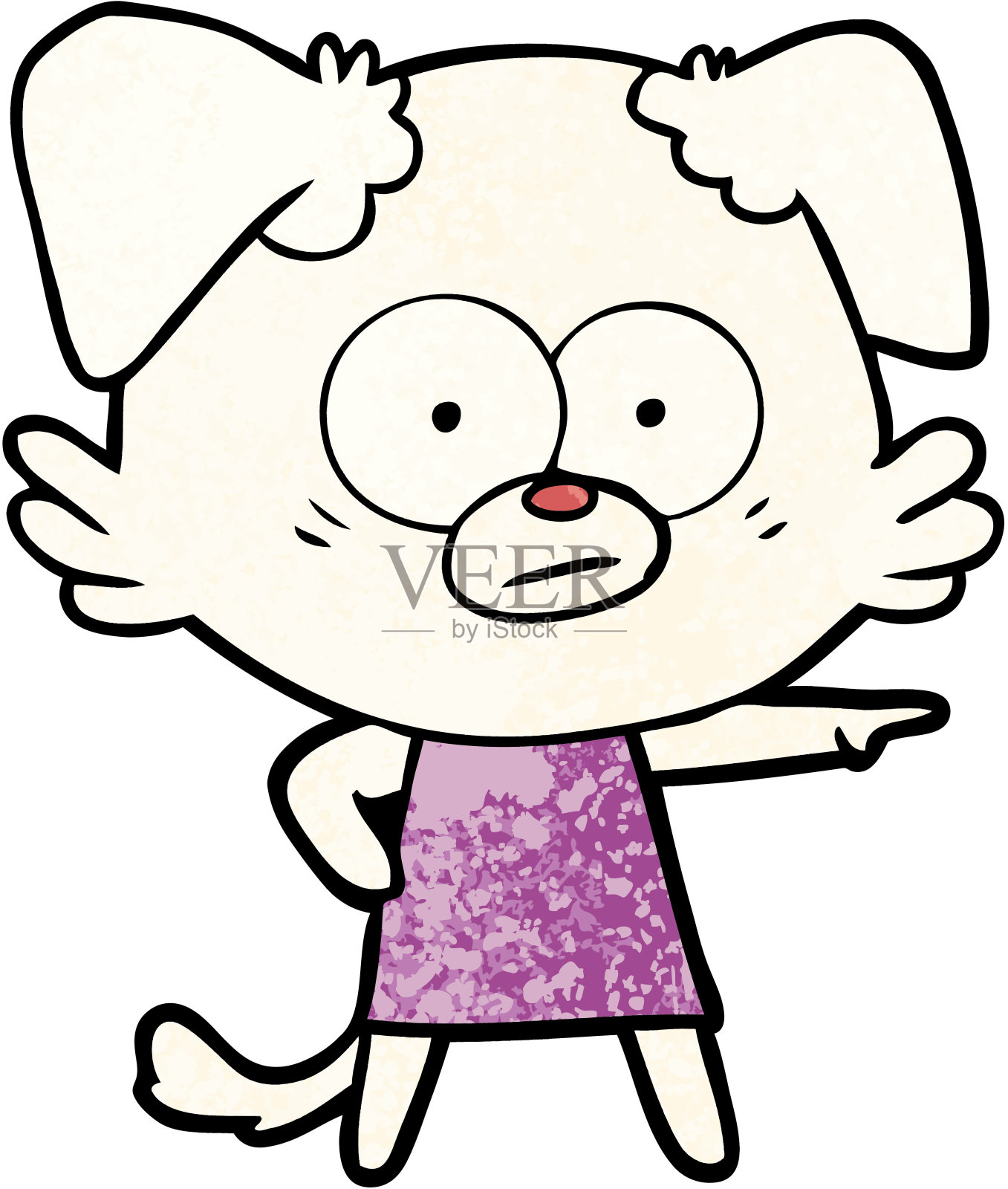 紧张的卡通狗指着衣服设计元素图片