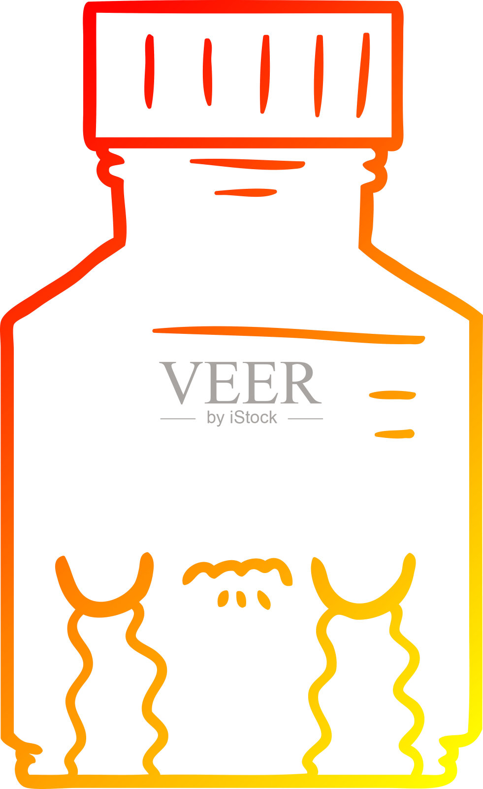 温暖的梯度线绘制卡通药丸罐插画图片素材