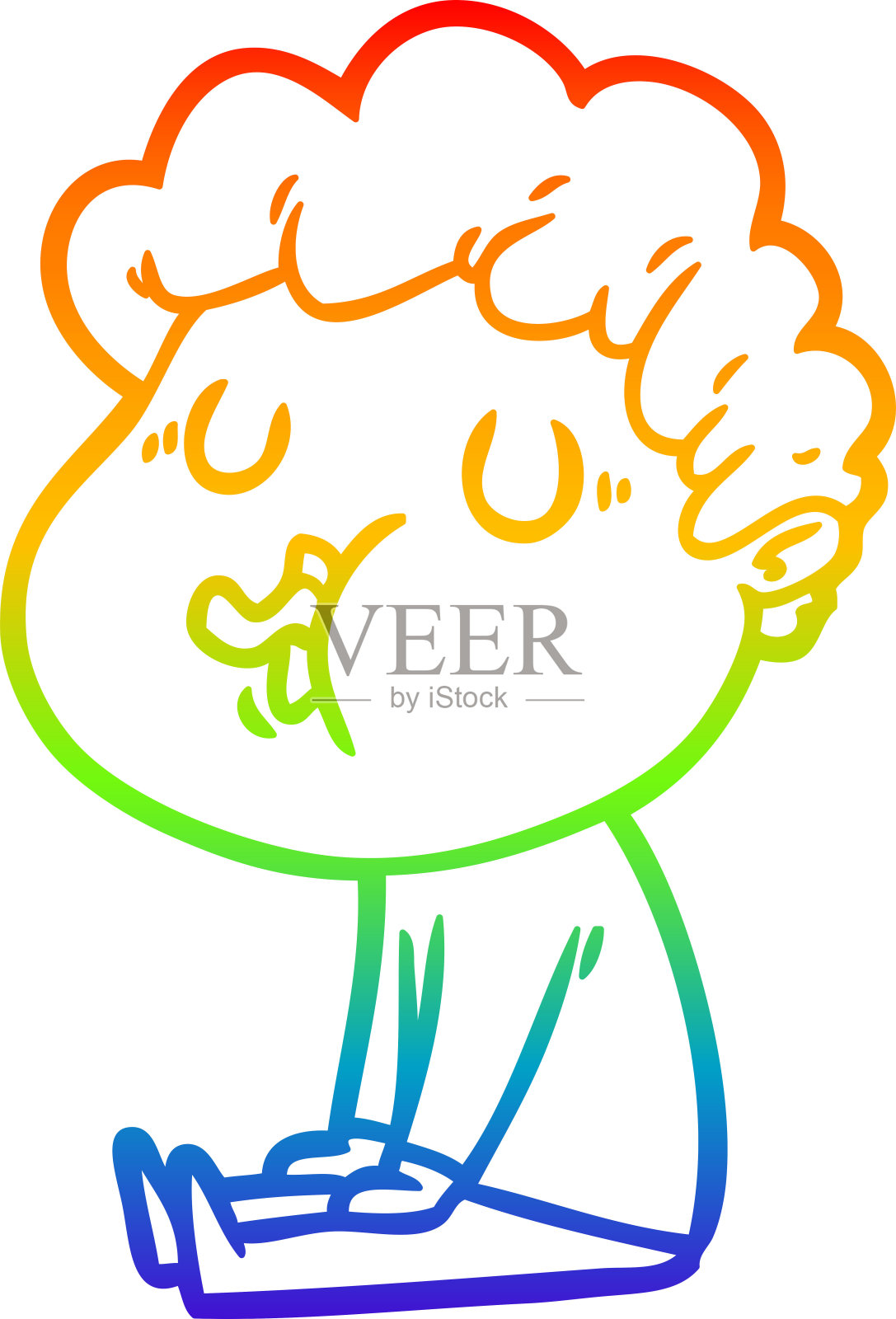 彩虹渐变线条卡通唱歌男人设计元素图片