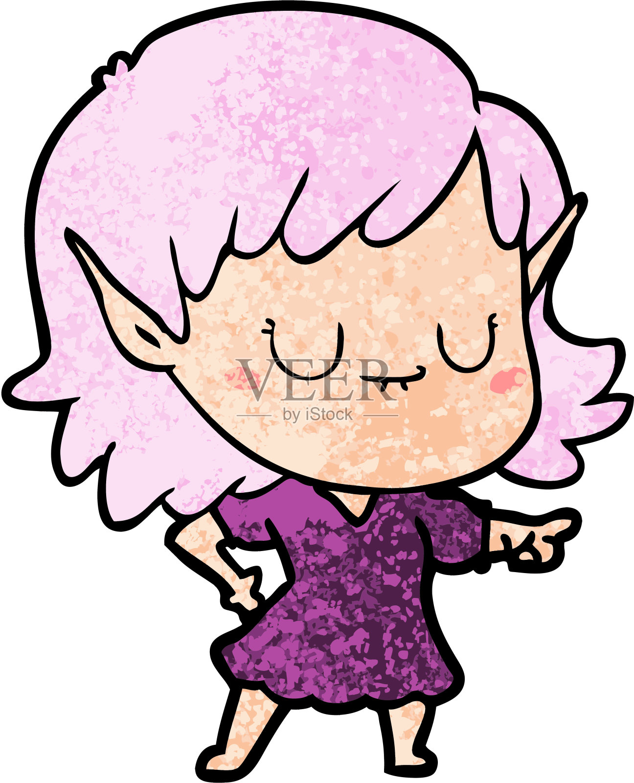 快乐的卡通精灵女孩穿着裙子设计元素图片