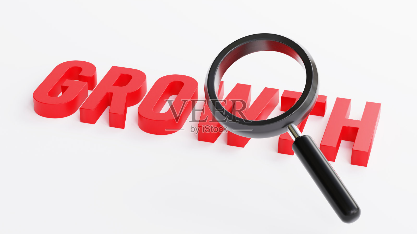 放大镜与生长文字3d照片摄影图片