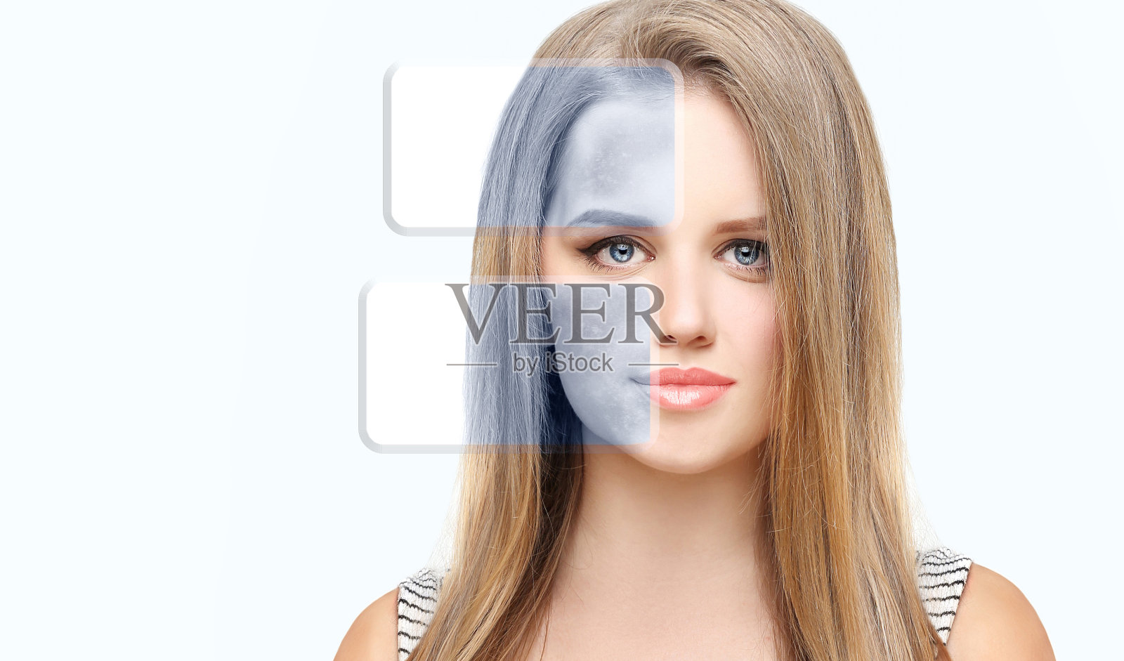 黑斑，雀斑，色素沉着(黄褐斑或黄褐斑)，概念-皮肤提亮，皮肤美白，果酸，AHA，皮肤提亮照片摄影图片