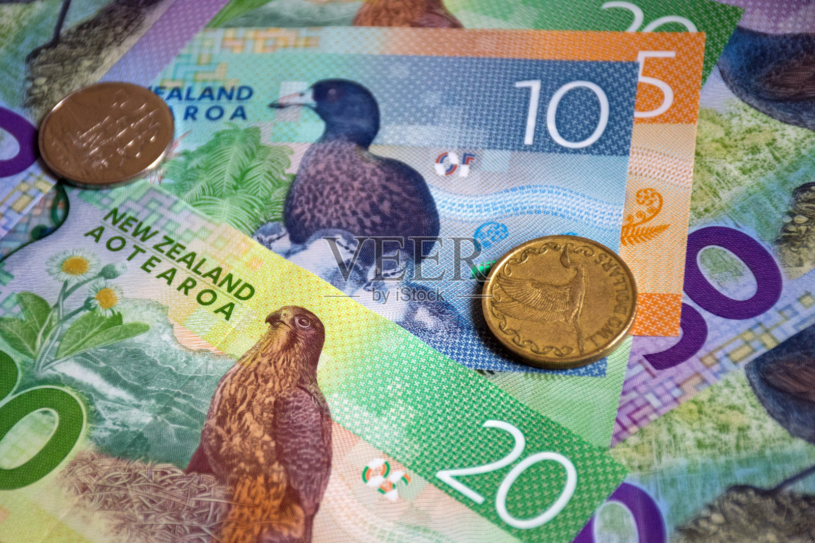 新西兰元(NZD)货币背景照片摄影图片