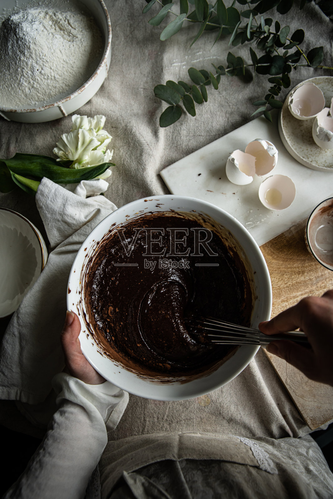 制作巧克力饼干的过程照片摄影图片