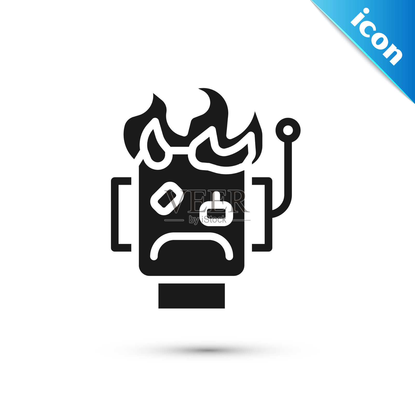 灰色机器人烧坏图标孤立在白色上插画图片素材