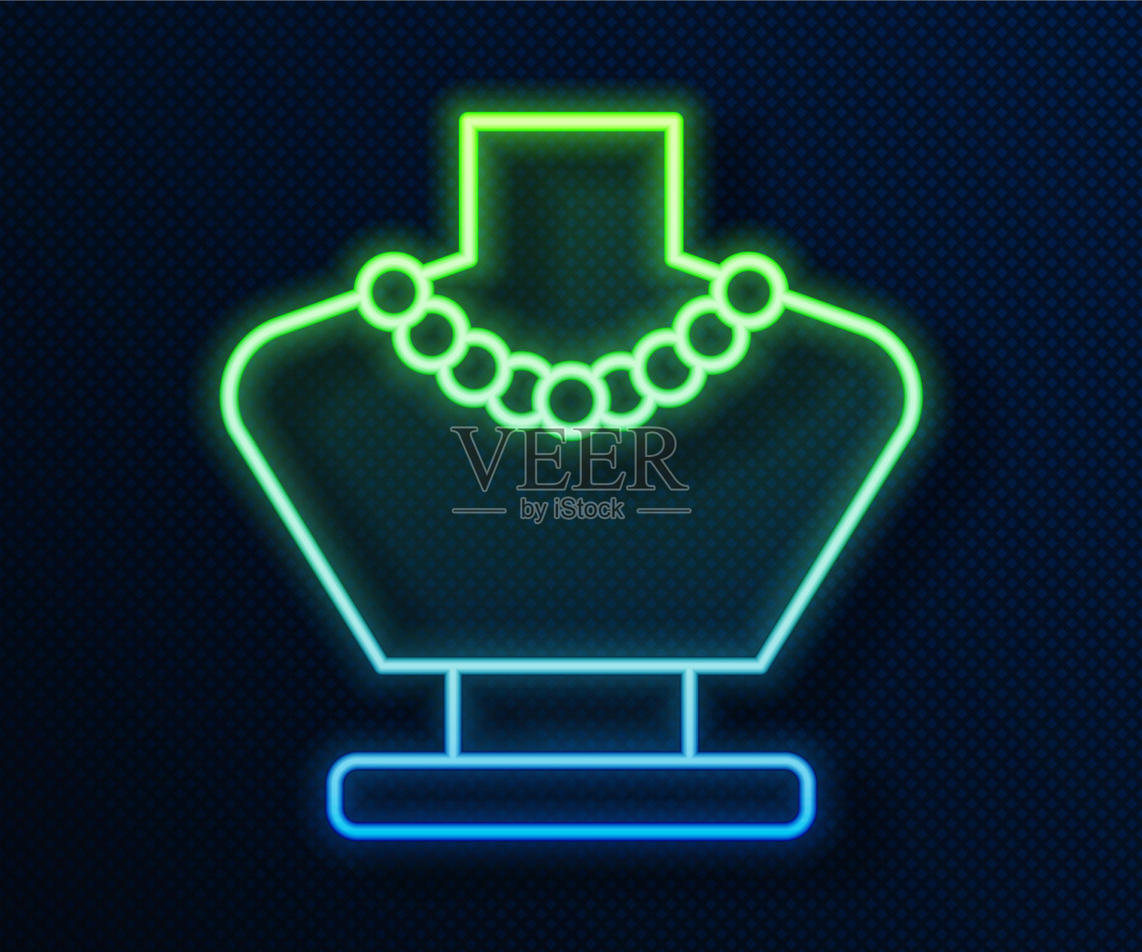 发光的霓虹灯线项链上的模特图标插画图片素材