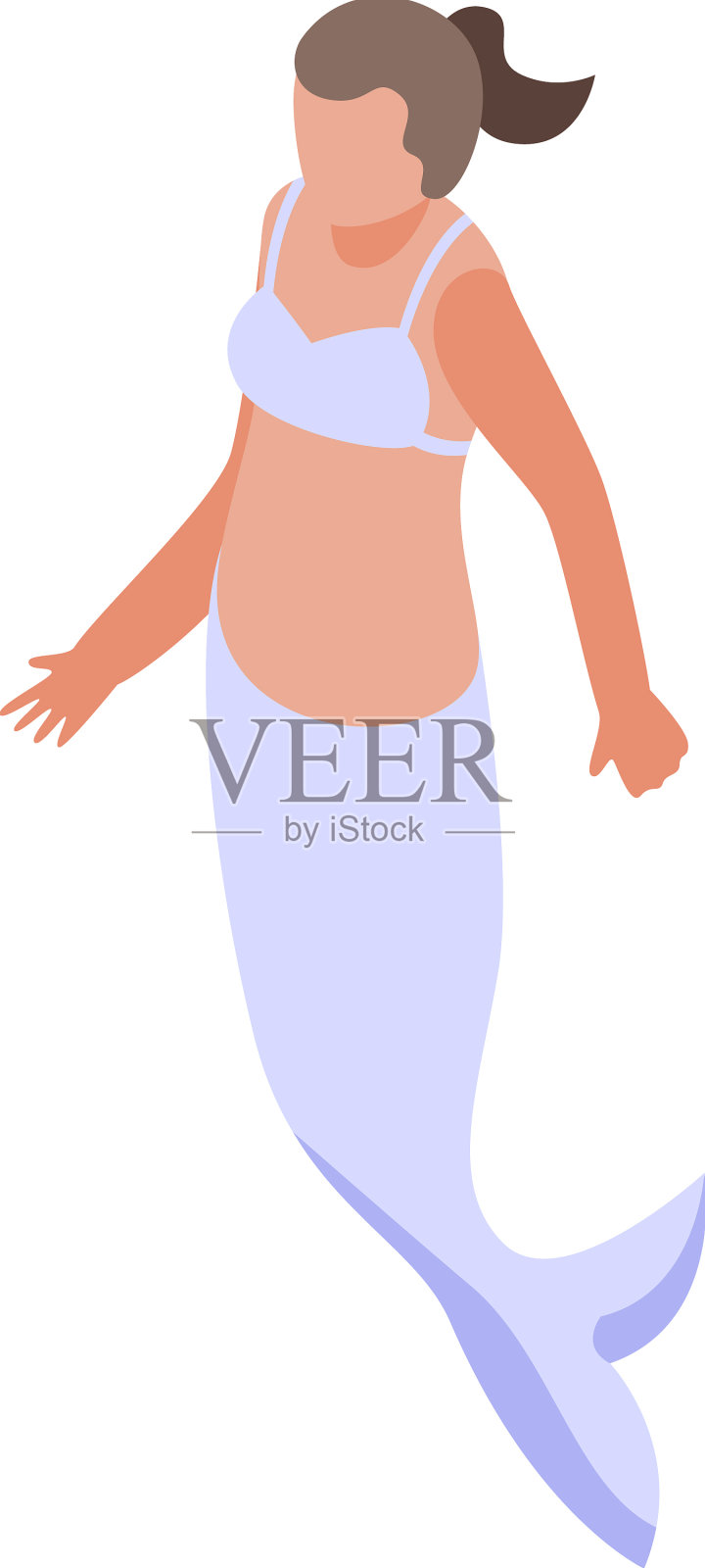 美人鱼公主图标等长可爱的女孩插画图片素材