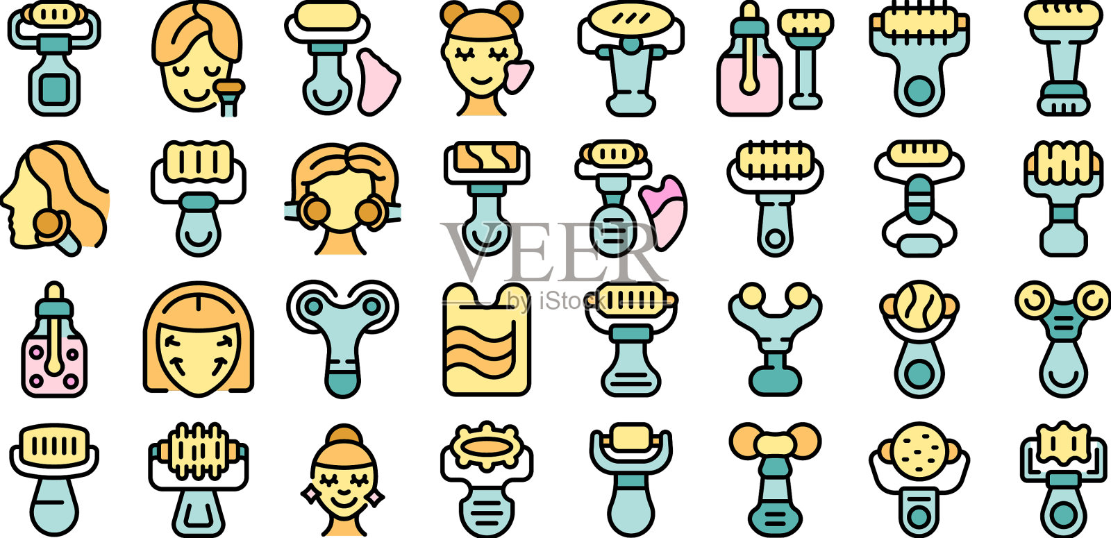 面部滚轮图标设置颜色平坦图标素材