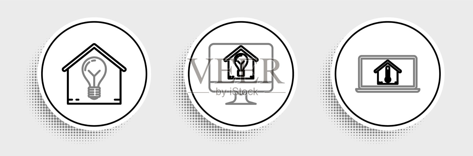 设置线笔记本电脑与室内温度智能和图标素材