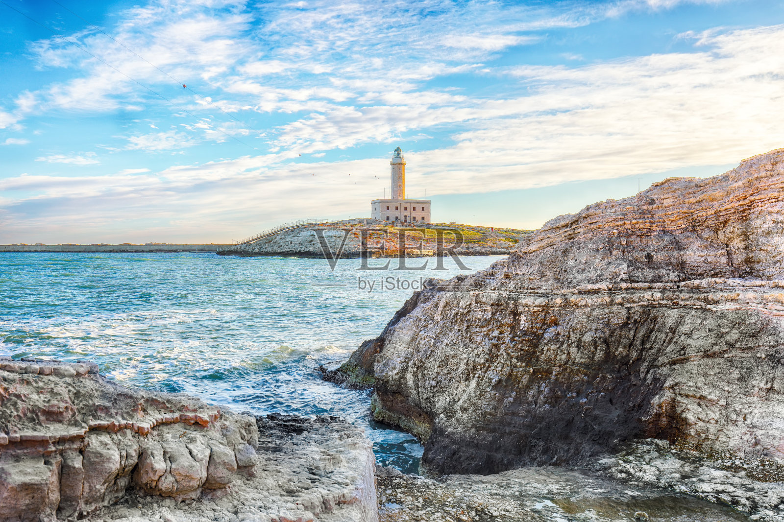 圣欧菲米亚岛的维埃斯特灯塔的壮丽景色照片摄影图片