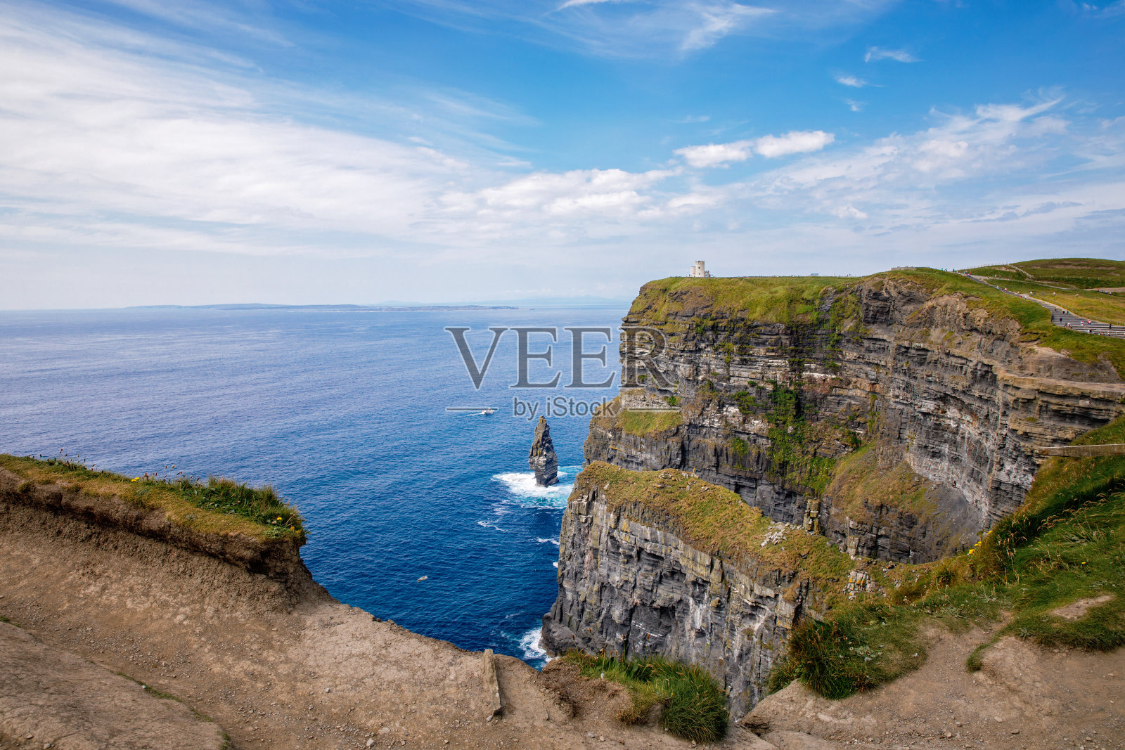 壮观的莫赫悬崖是位于爱尔兰克莱尔郡布伦地区西南边缘的海崖。狂野大西洋之路照片摄影图片