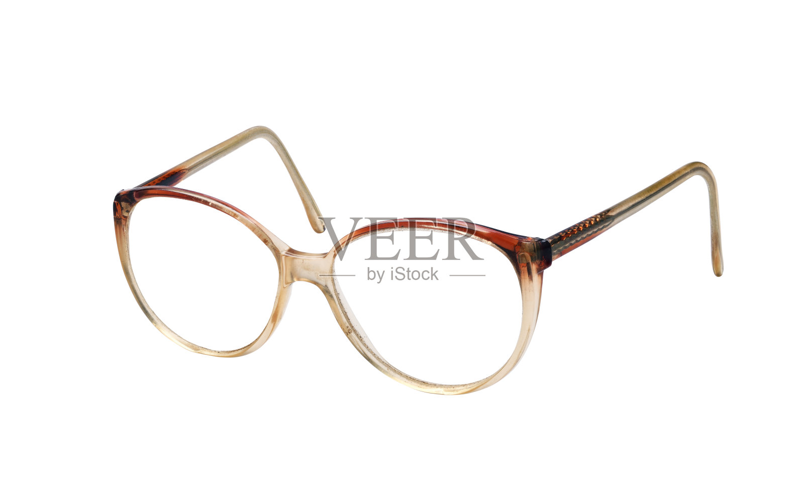 老式男女皆宜的复古眼镜孤立在白色背景上。照片摄影图片