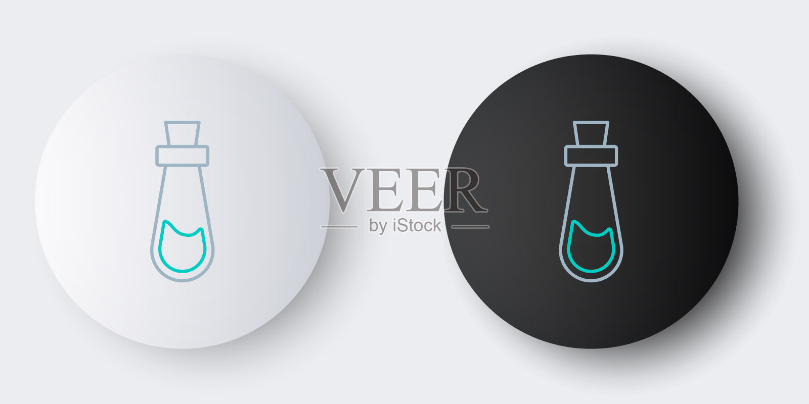 线条瓶药水图标孤立在灰色图标素材