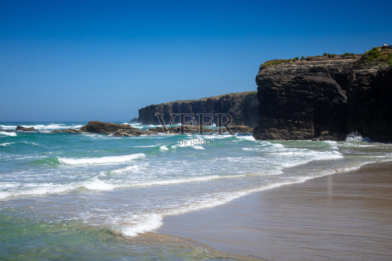 西班牙加利西亚的大教堂海滩照片摄影图片