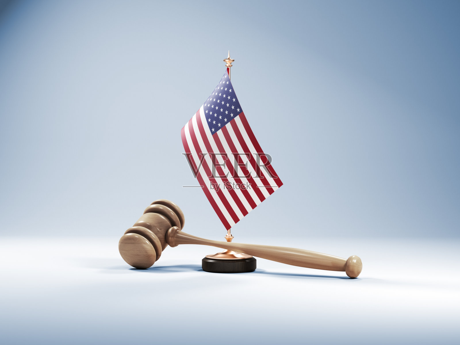 美国国旗与法槌照片摄影图片