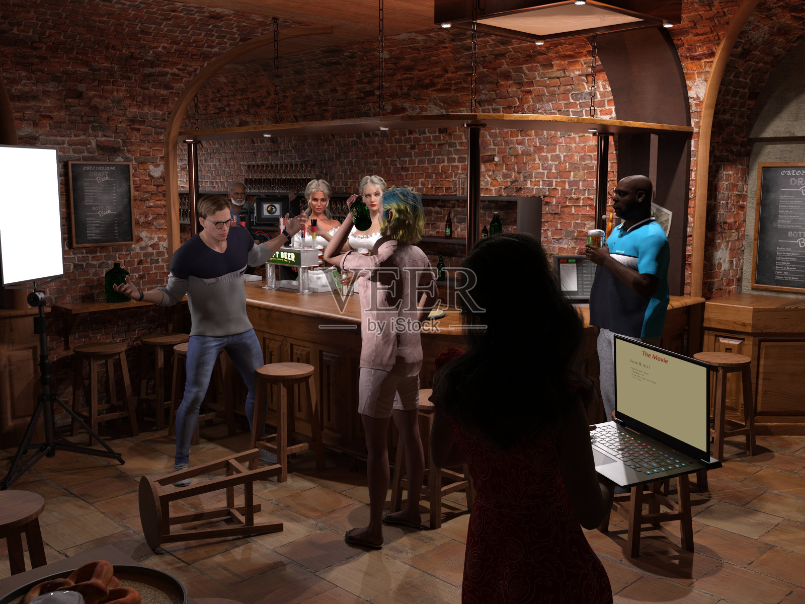 电影彩排:酒吧大战照片摄影图片