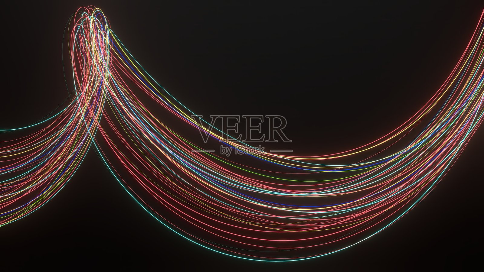 一个抽象，戏剧性，现代和高质量的3D渲染图形设计元素，动态弯曲，同时绘制曲线照片摄影图片