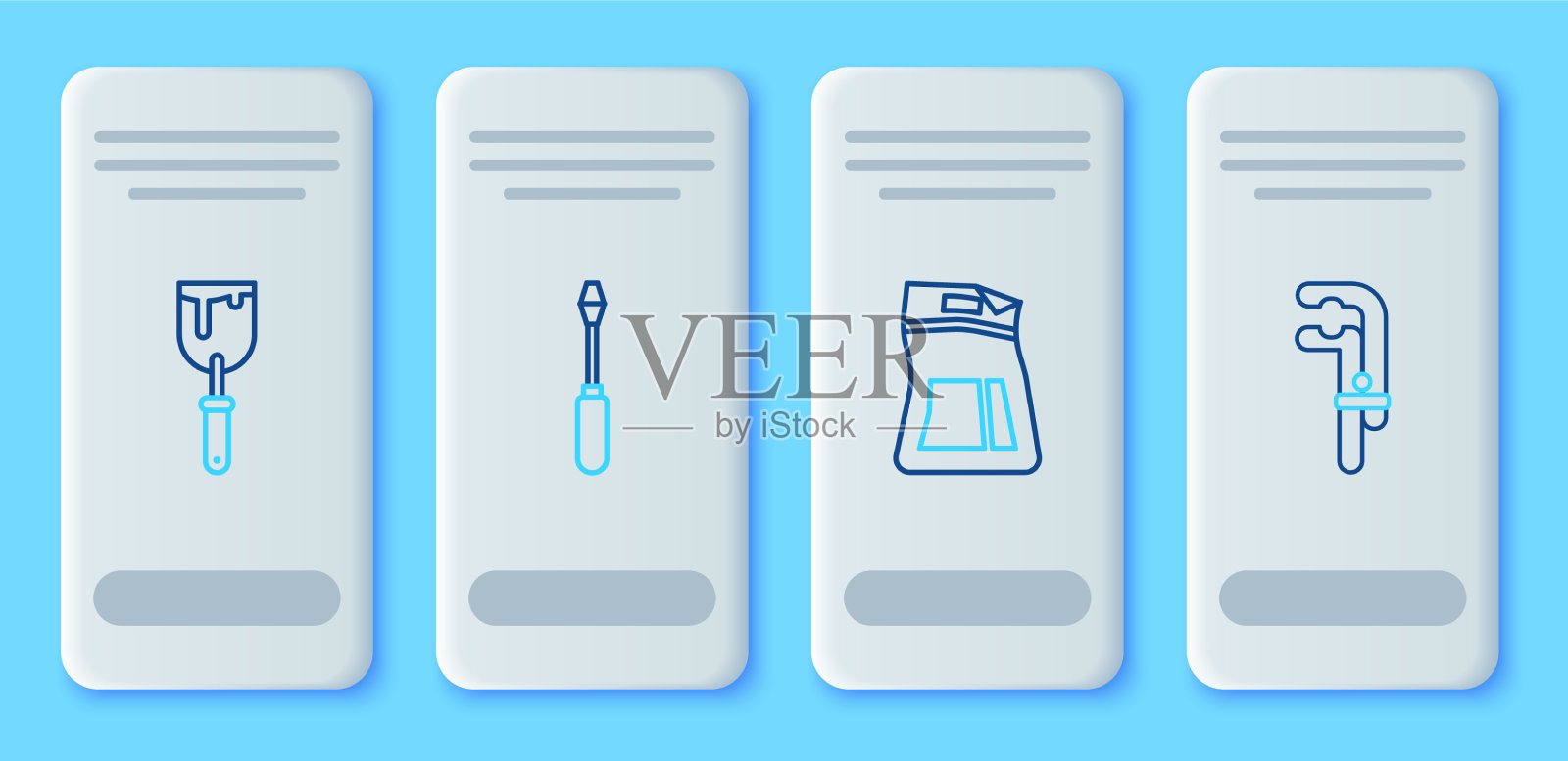 套线螺丝刀水泥包油灰刀和图标素材