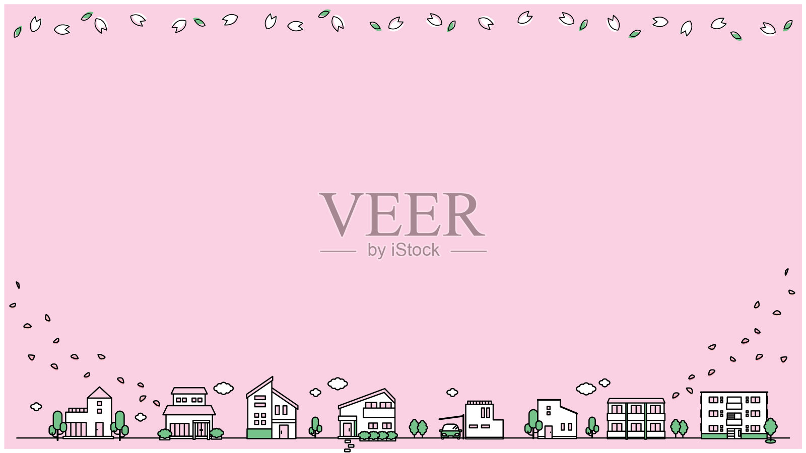 建筑图标插图套装A(弹簧)插画图片素材