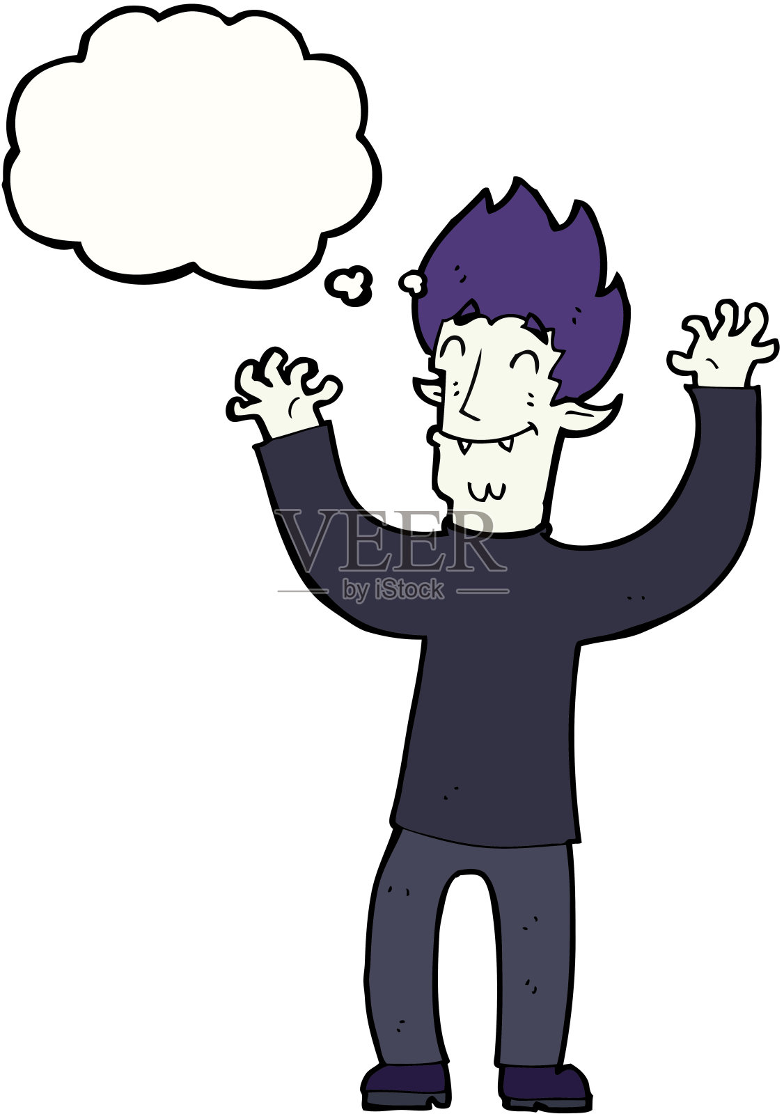 卡通快乐吸血鬼人与思想泡泡设计元素图片