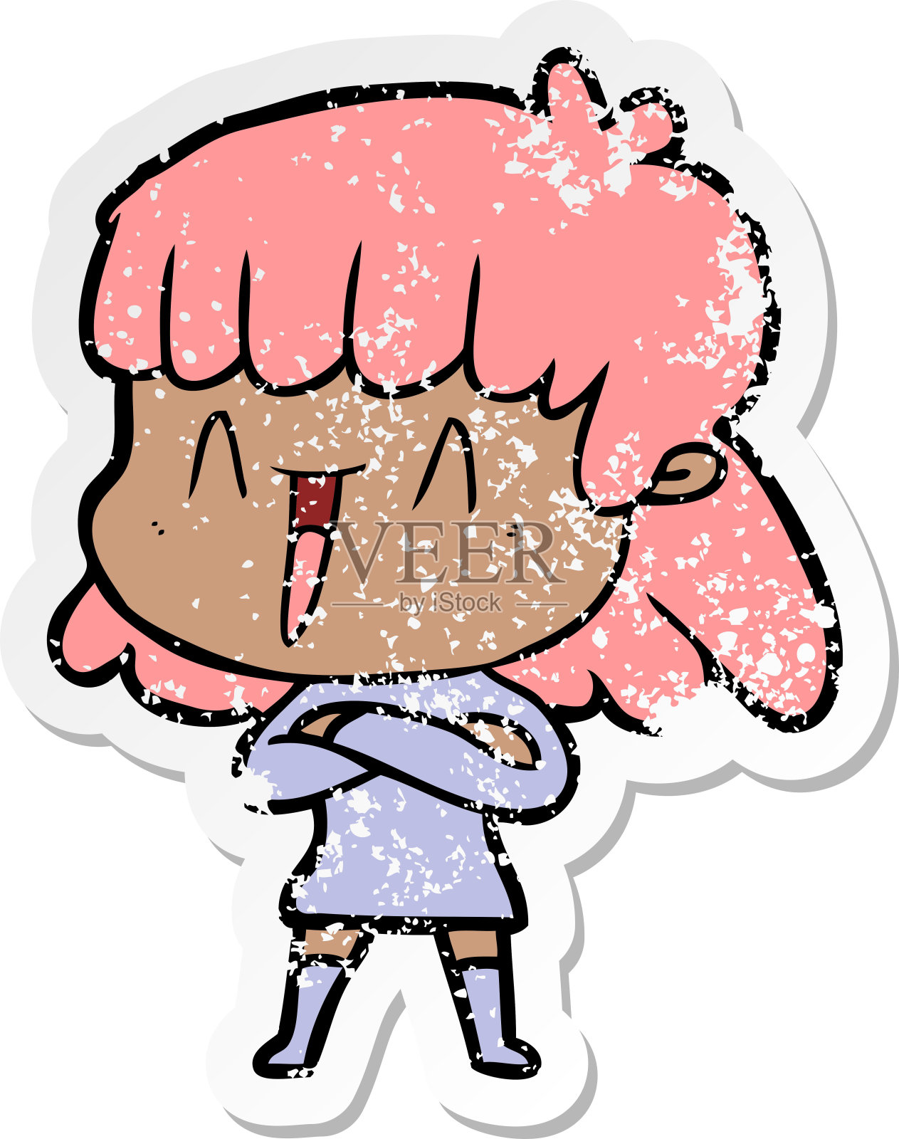 心疼的卡通女人贴纸设计元素图片