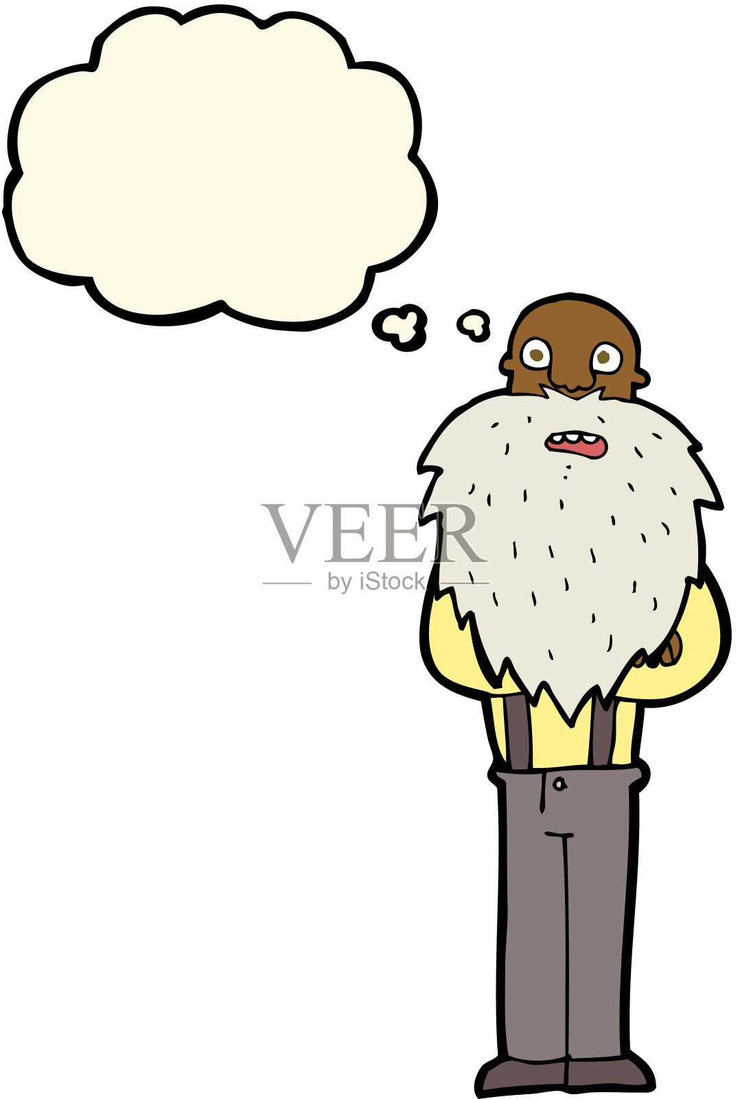 卡通大胡子老人与思想泡泡设计元素图片