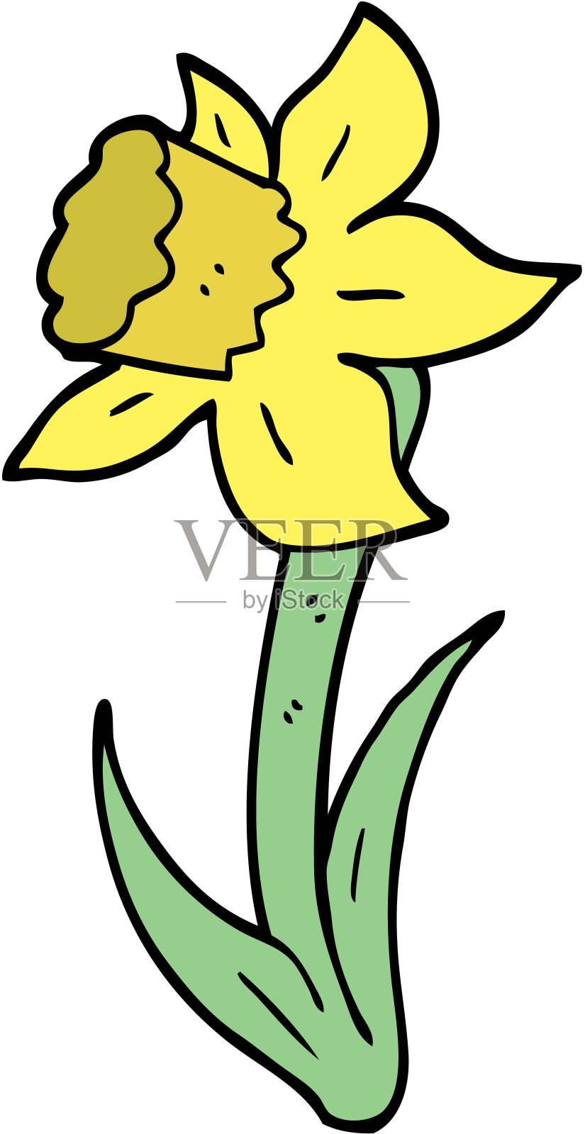 手绘涂鸦风格的卡通水仙设计元素图片