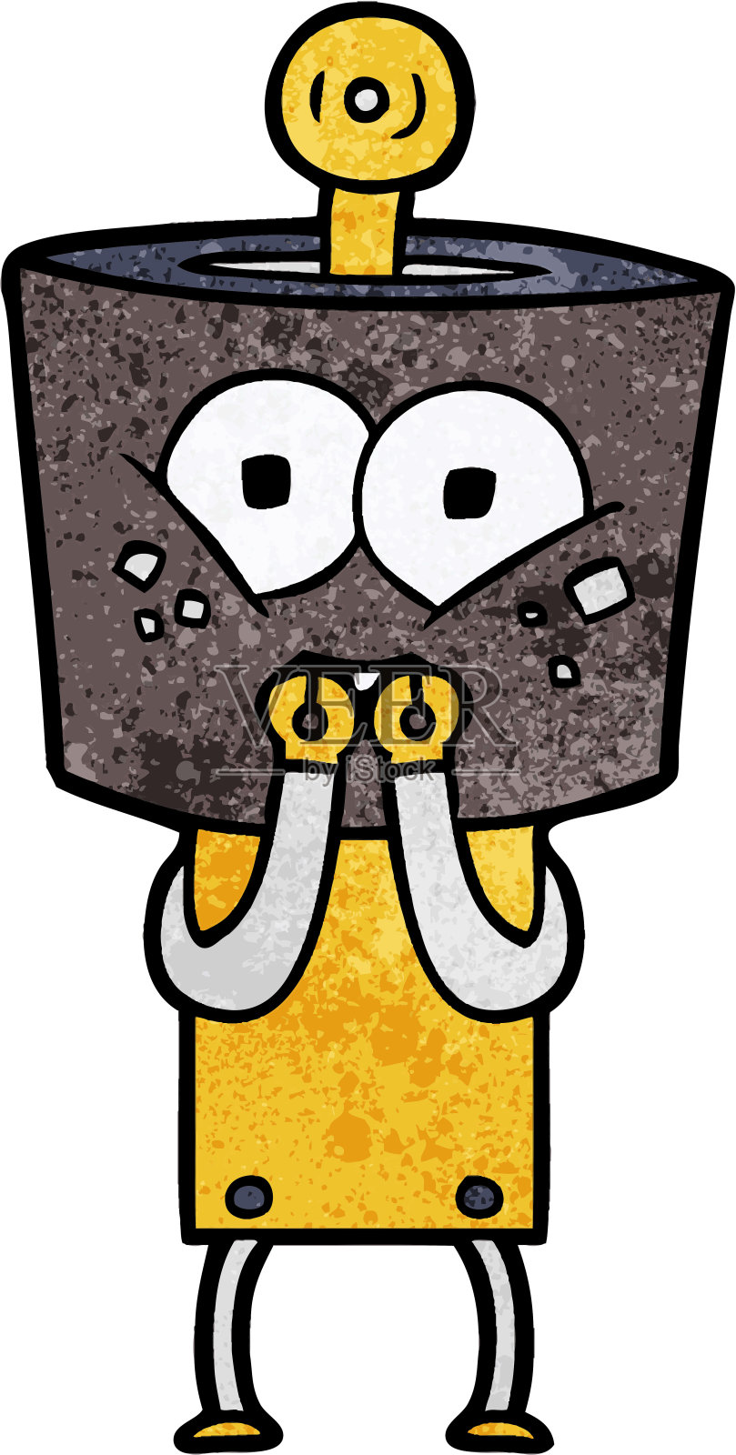 快乐的卡通机器人紧张地笑着设计元素图片