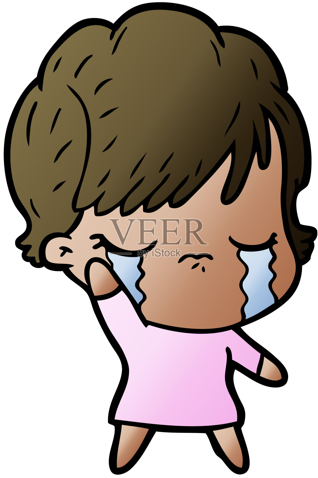 卡通女人哭泣设计元素图片