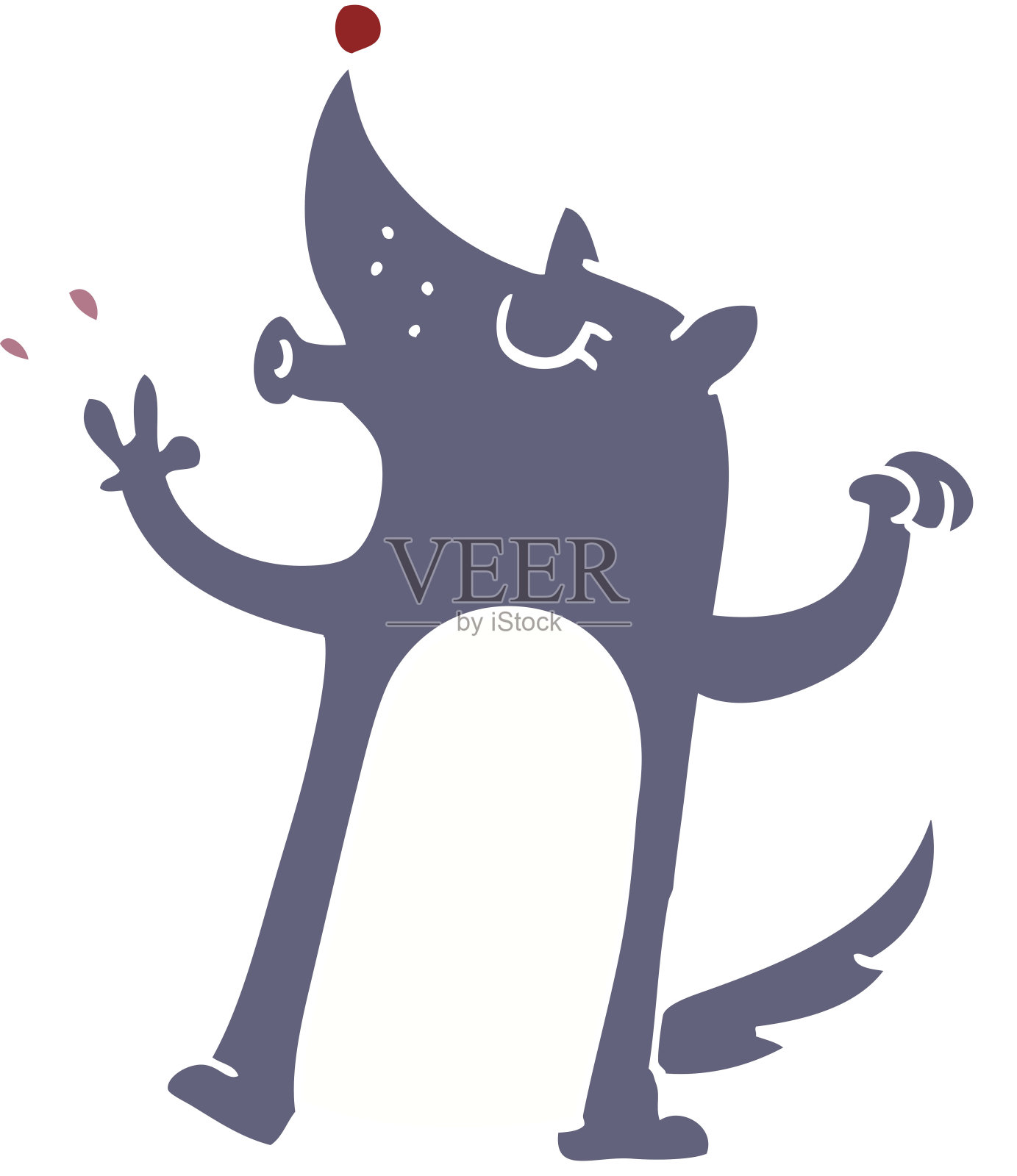 卡通涂鸦狼嚎插画图片素材