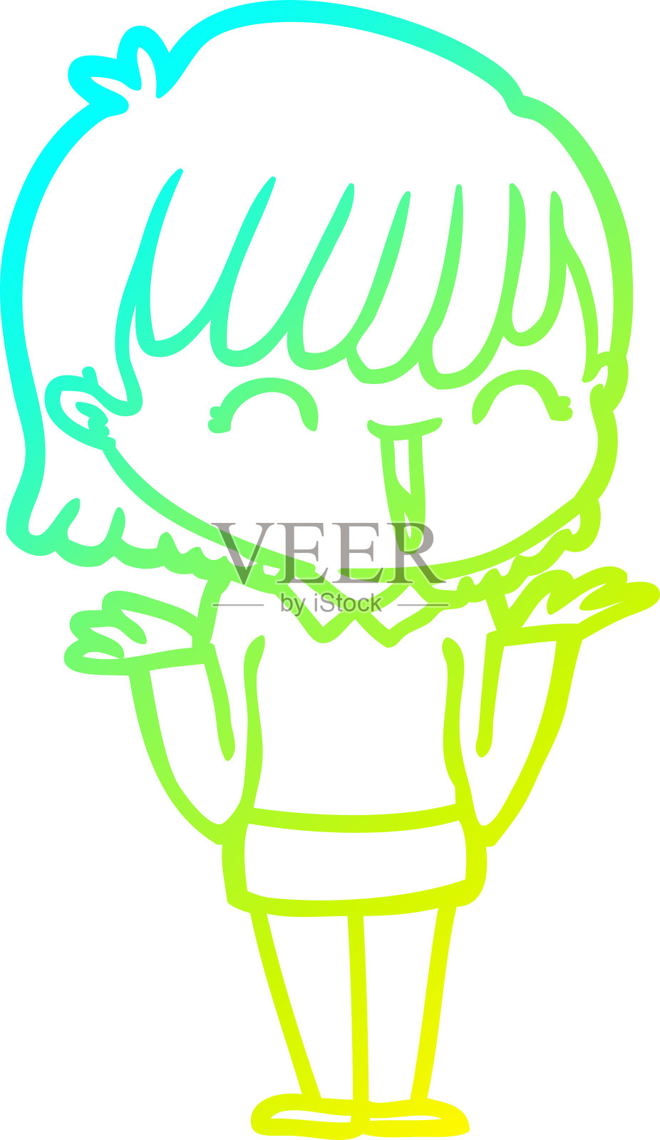 冷梯度线画一个卡通女人插画图片素材