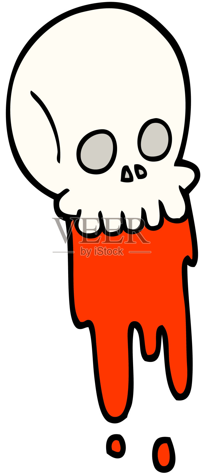 手绘涂鸦风格的卡通血滴头骨插画图片素材