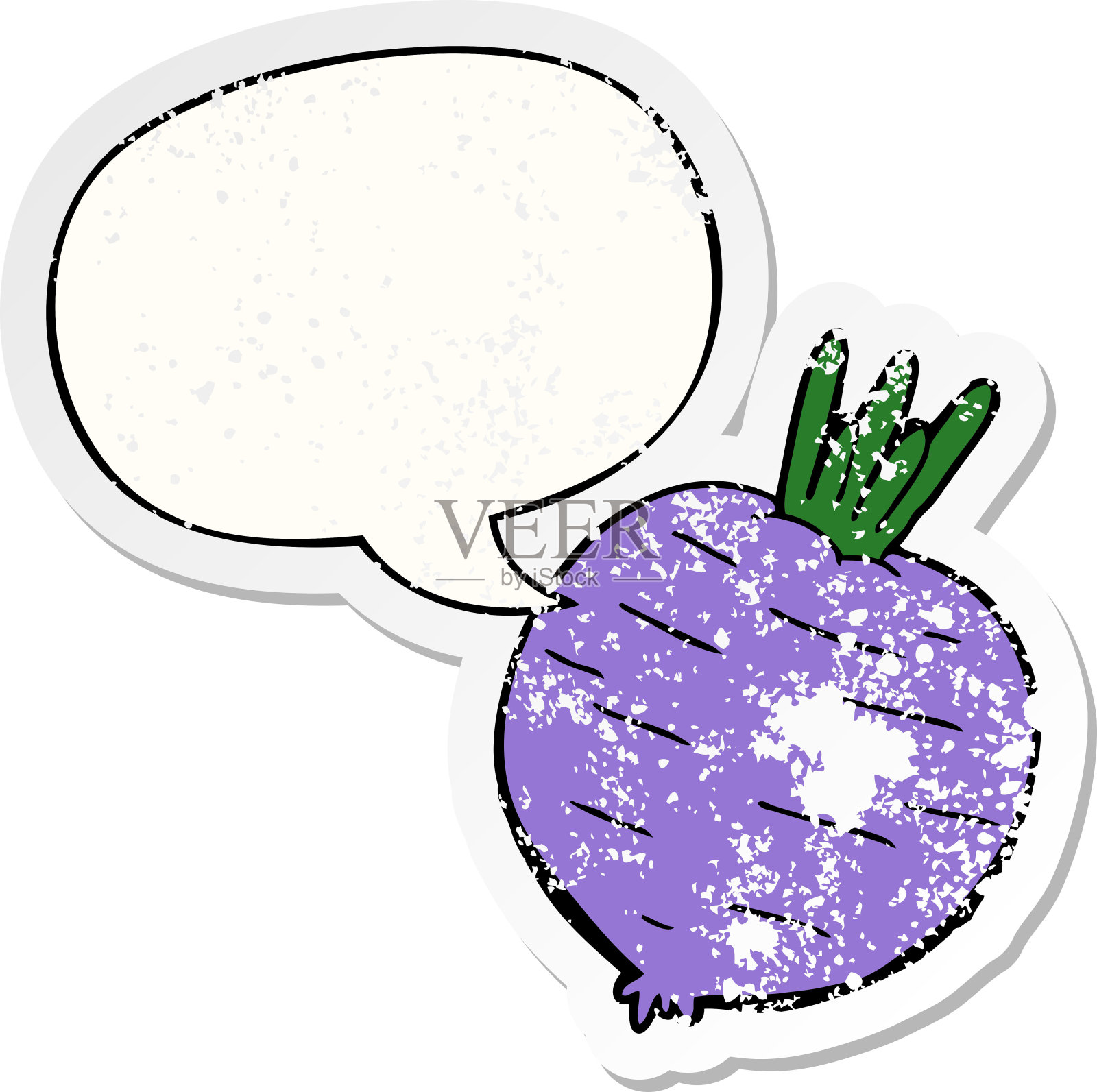 卡通蔬菜用语音泡泡心疼心疼旧贴纸插画图片素材