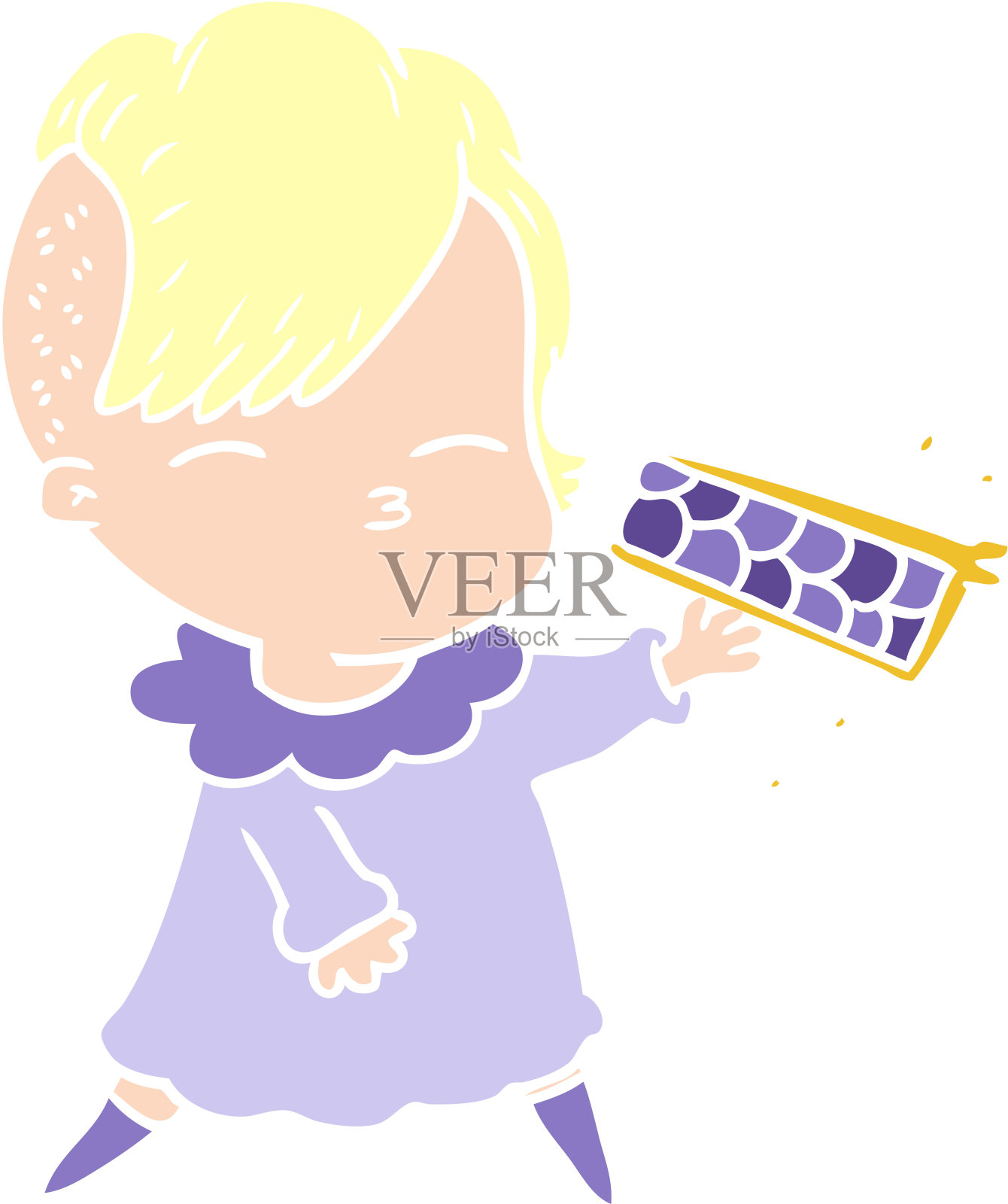 平面色彩风格卡通女孩派插画图片素材