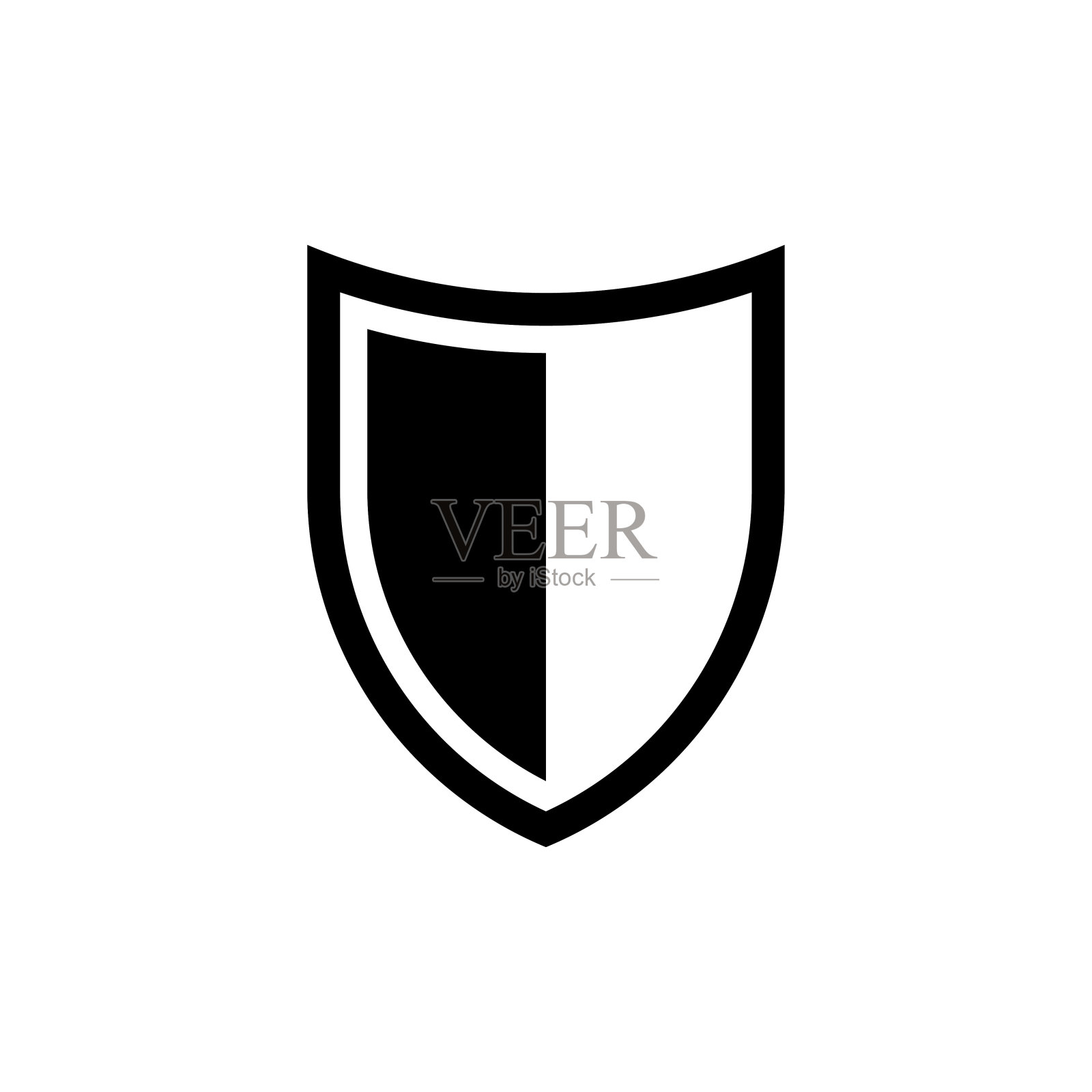 盾图标在时尚的平面风格孤立的白色背景。盾象征插画图片素材