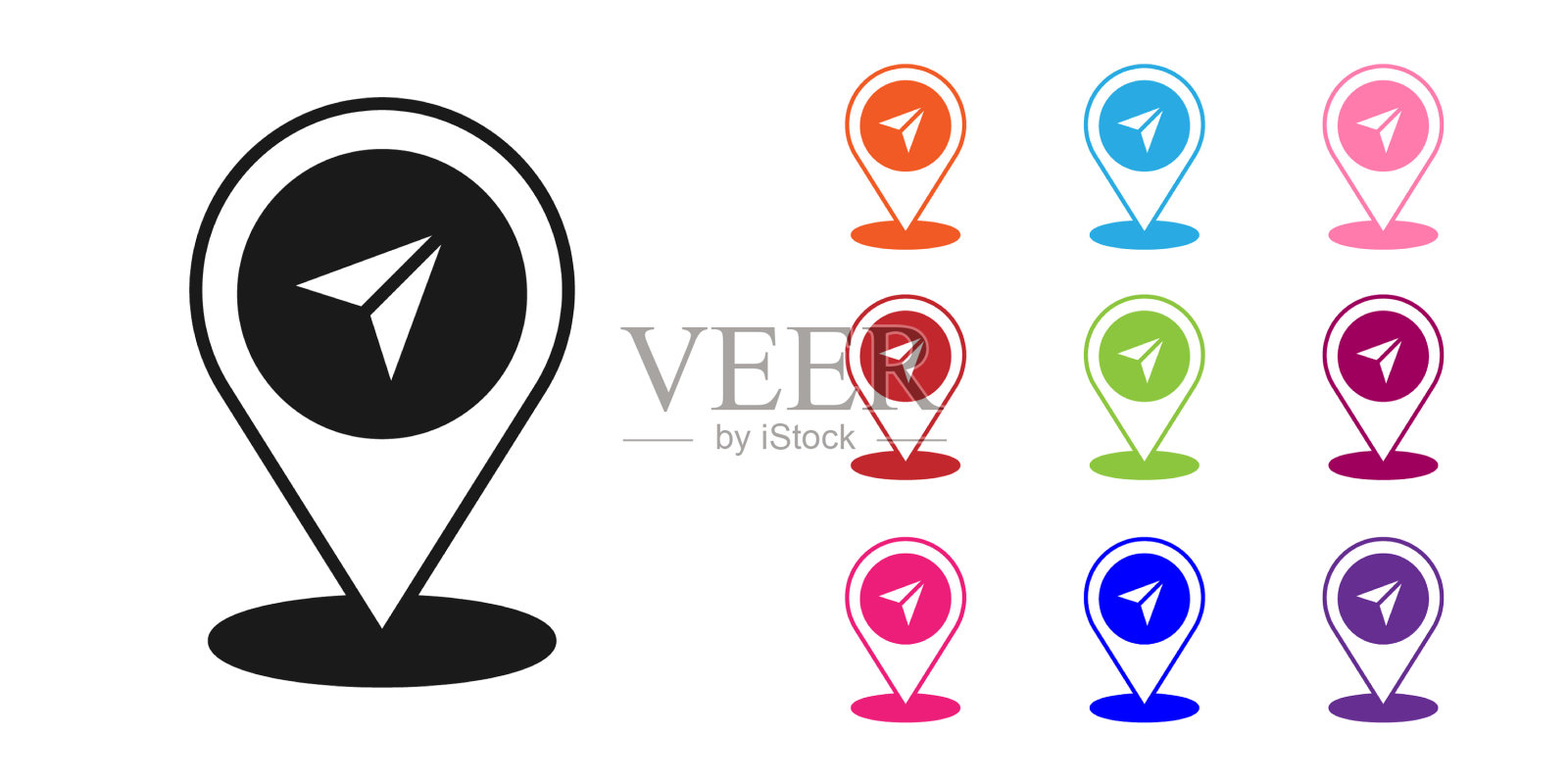 黑色地图别针图标孤立在白色背景图标素材