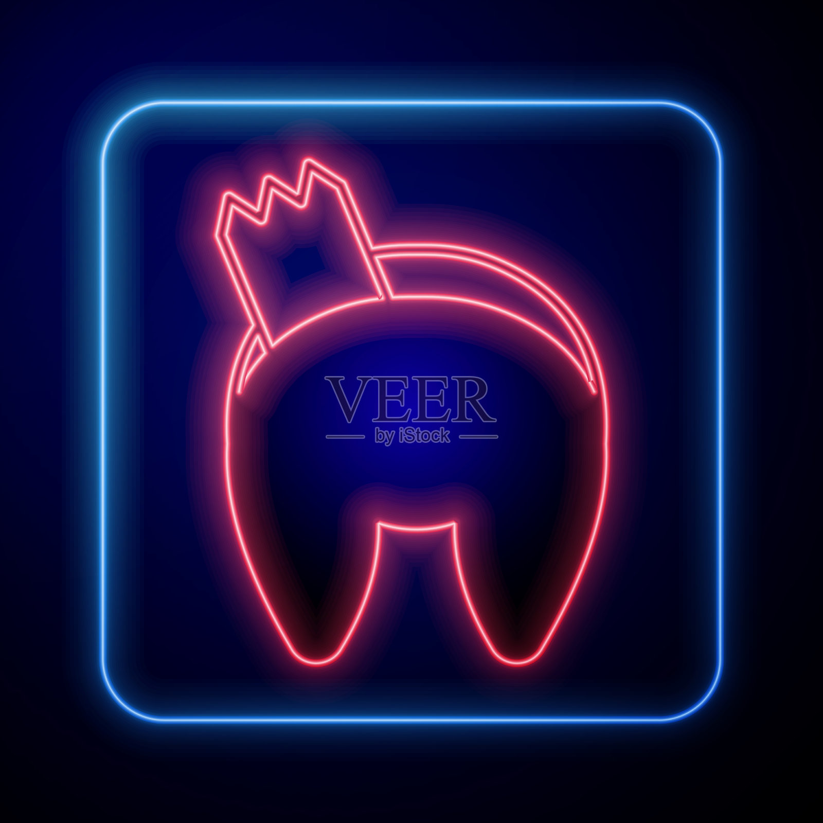 发光的霓虹灯中国幸运饼干图标孤立插画图片素材