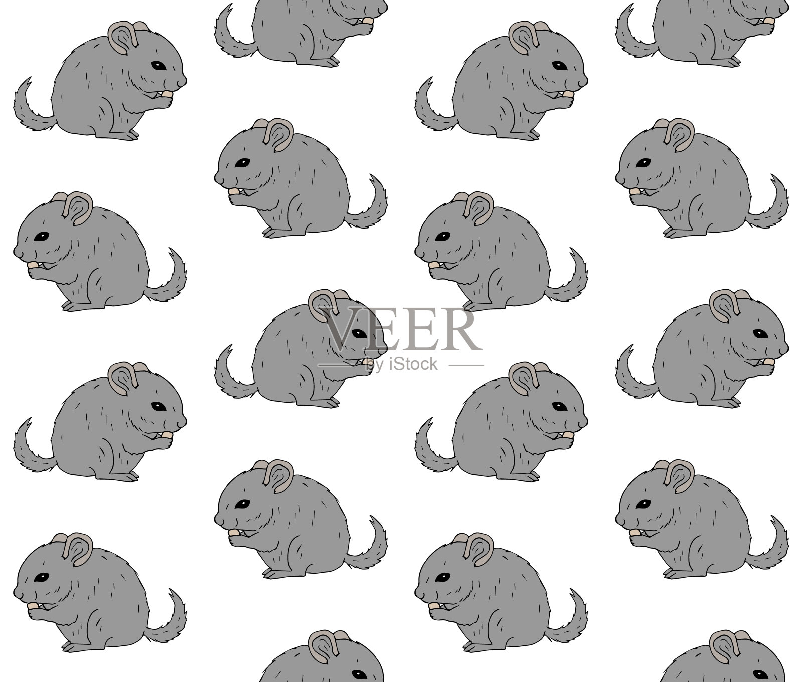 矢量无缝图案手绘涂鸦素描龙猫设计元素图片