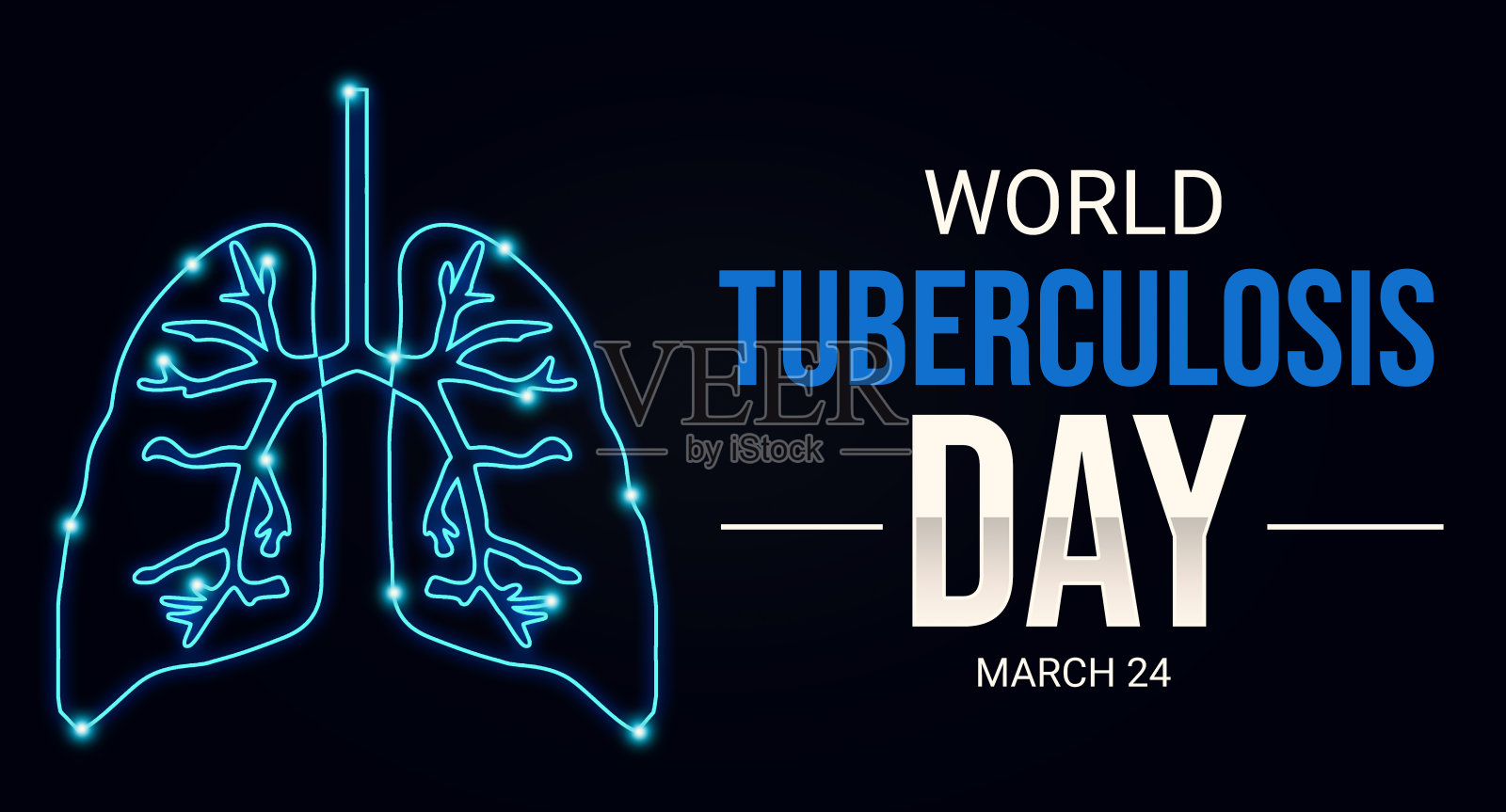 世界结核病日背景与发光的肺和排版。国际防治结核病日背景插画图片素材