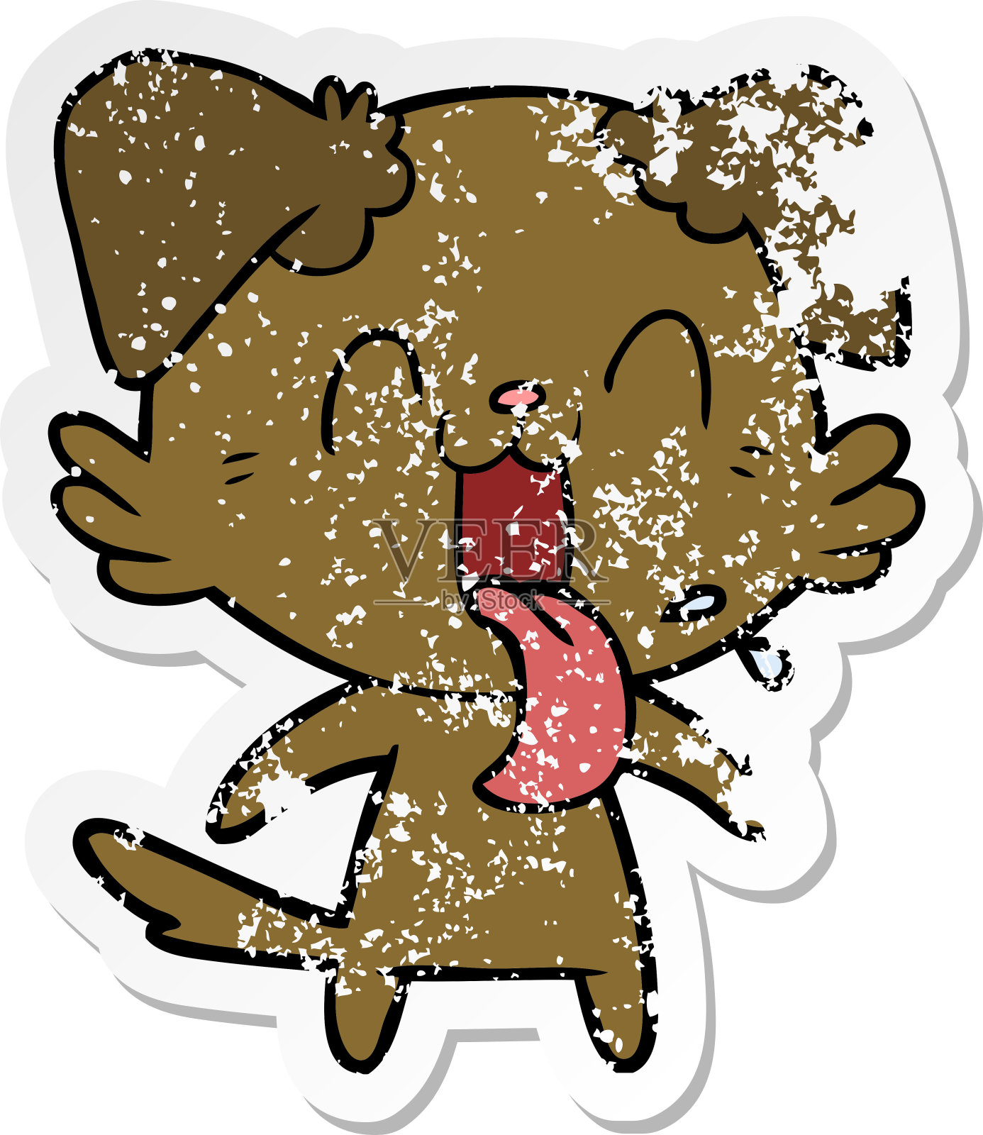 一个卡通喘气狗心疼贴纸插画图片素材