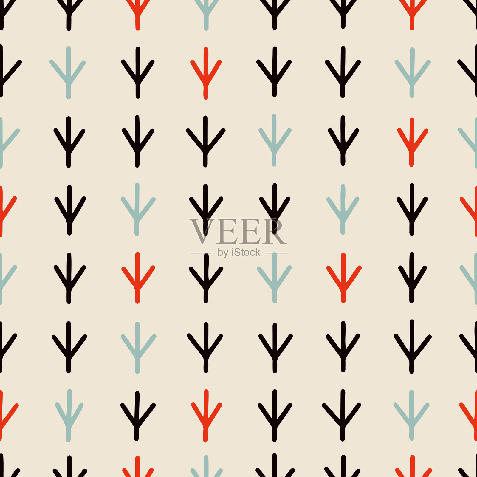 无缝模式与鸟脚。插画图片素材