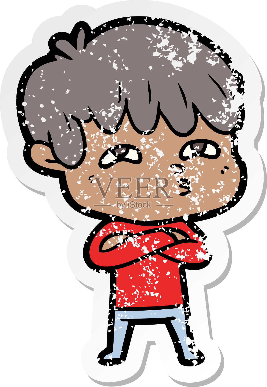 心疼的贴纸卡通好奇的人插画图片素材