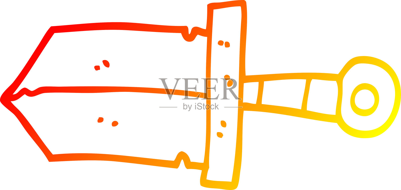 温暖的梯度线绘制的卡通匕首插画图片素材