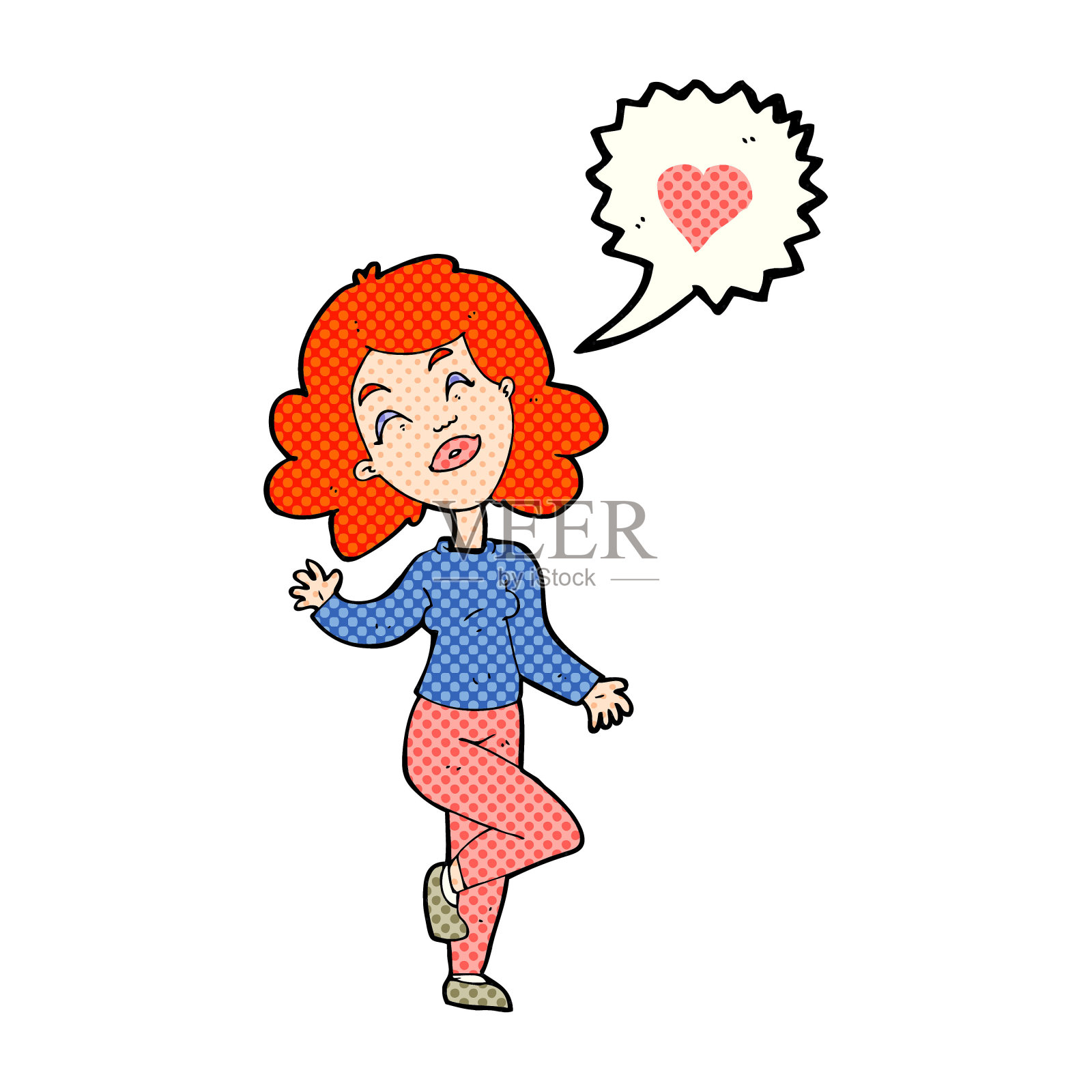 恋爱中的卡通女人设计元素图片