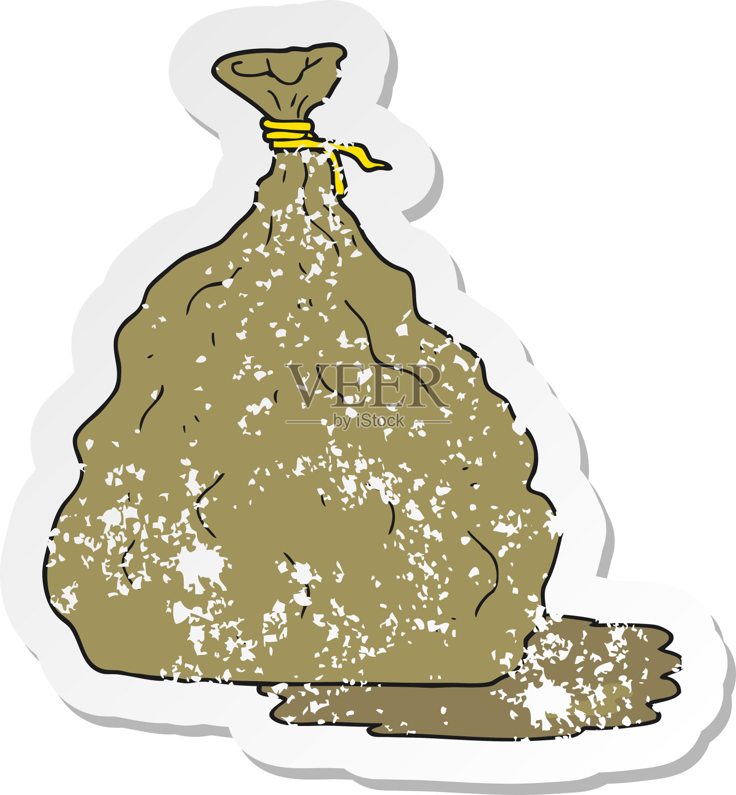 复古心疼贴纸的卡通捆绑袋垃圾设计元素图片