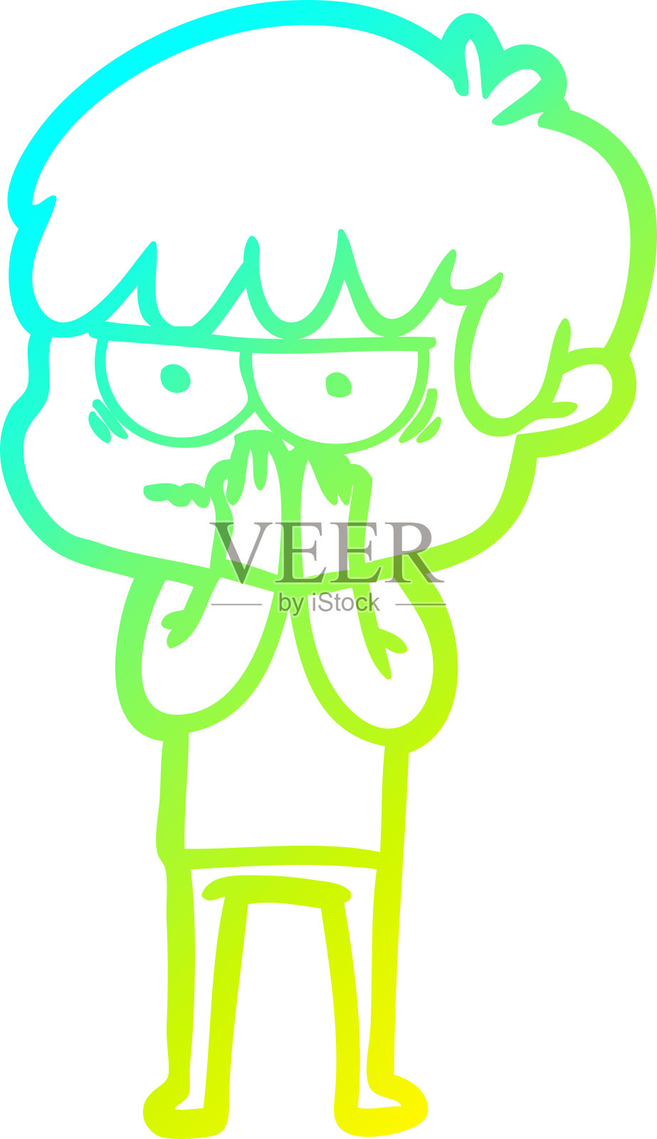 冷梯度线画一个恼怒的卡通男孩设计元素图片